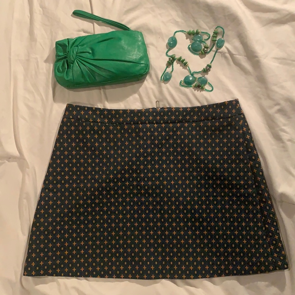 Green Black & Yellow Patterned Mini Skirt